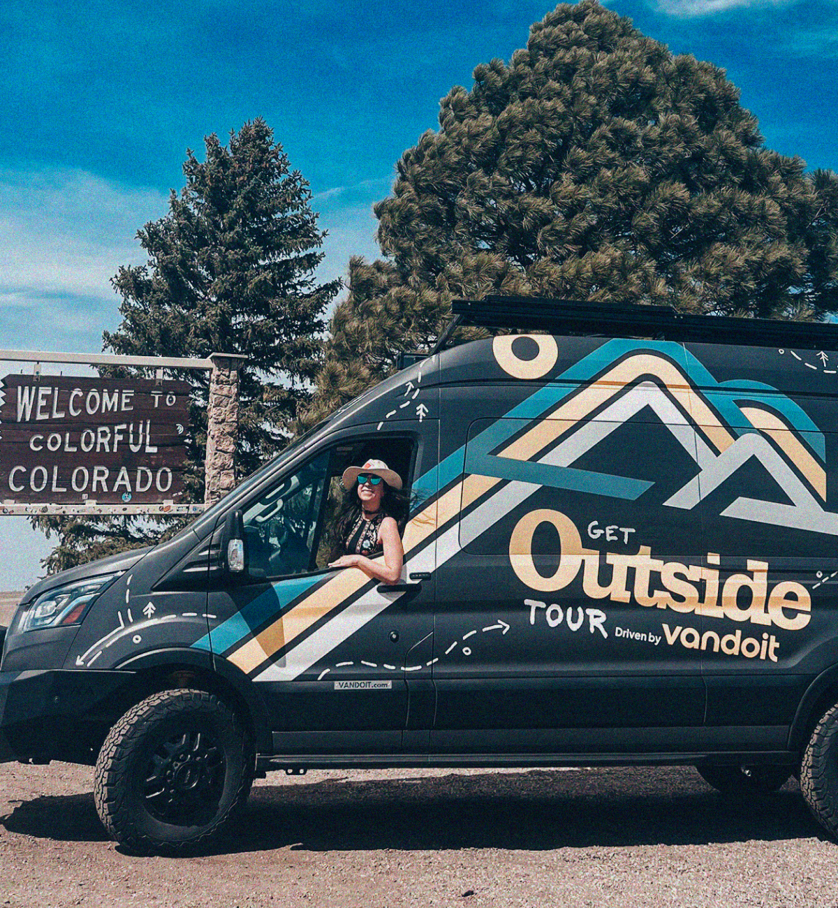 A sweet adventure van you can find at every stop of the Get Outside Tour