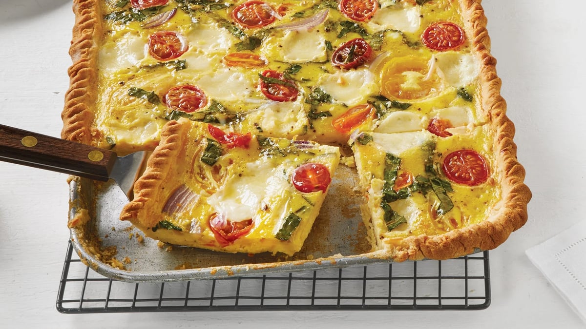 margherita-sheet-pan-quiche. Get the Recipe.