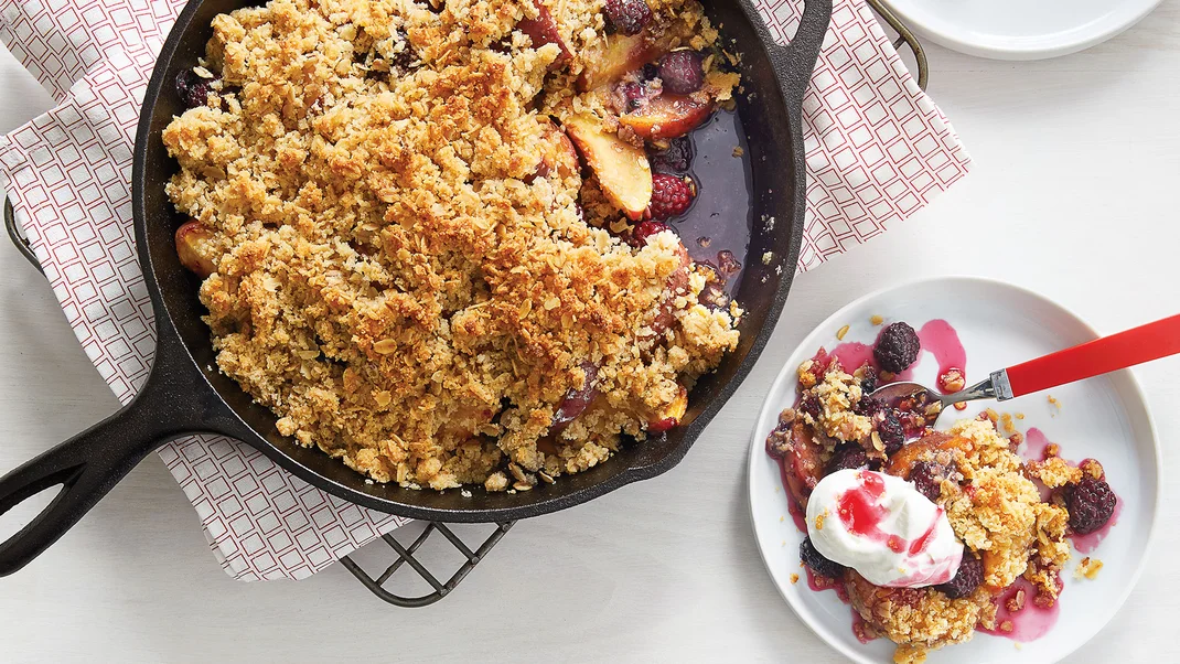 Gingery Peach and Blackberry Crumble