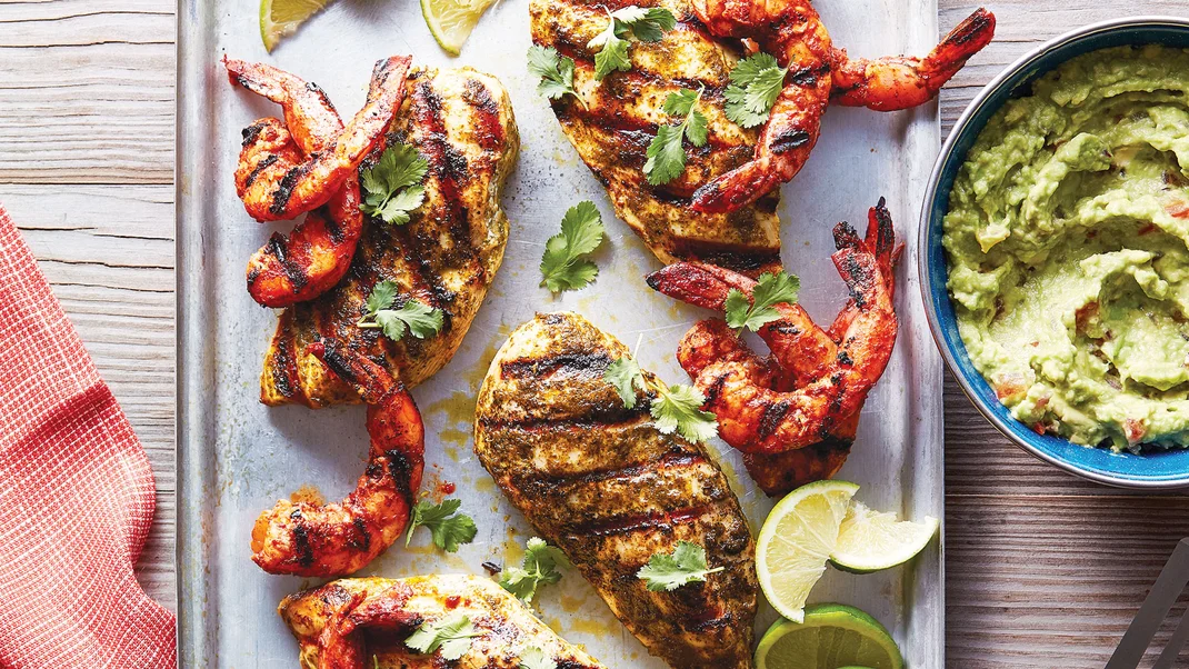 Grilled Cilantro Chicken and Shrimp